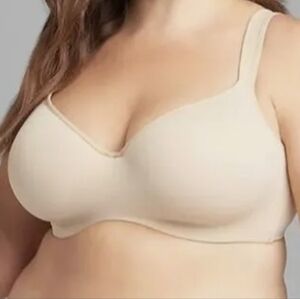 Lane Bryant Cacique Smooth Lightly Lined Balconette Bra Tan Sz42DD Full Coverage